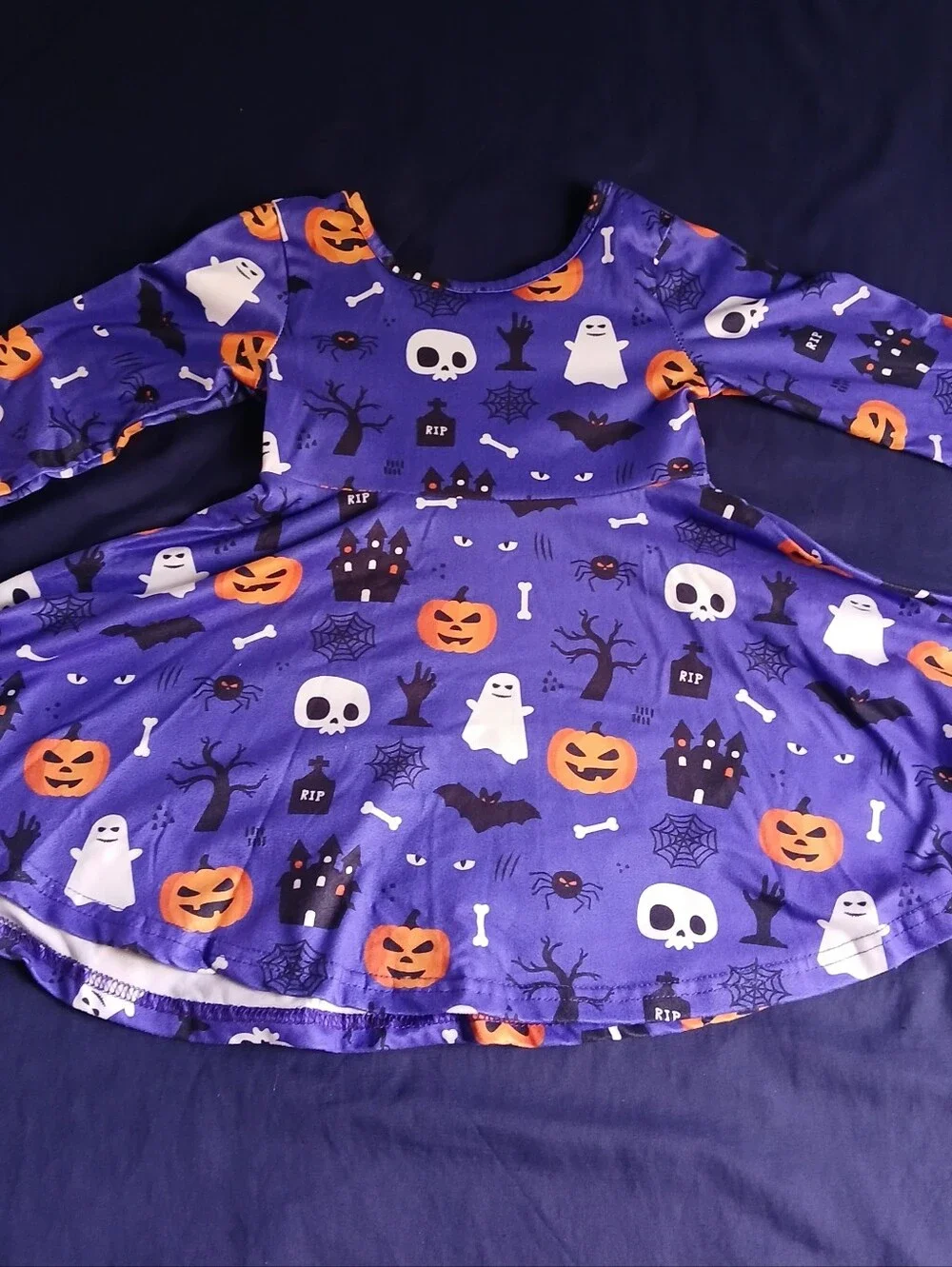 Girls Halloween Ghost & Pumpkin Dress Costume - Purple XXS (3-4)